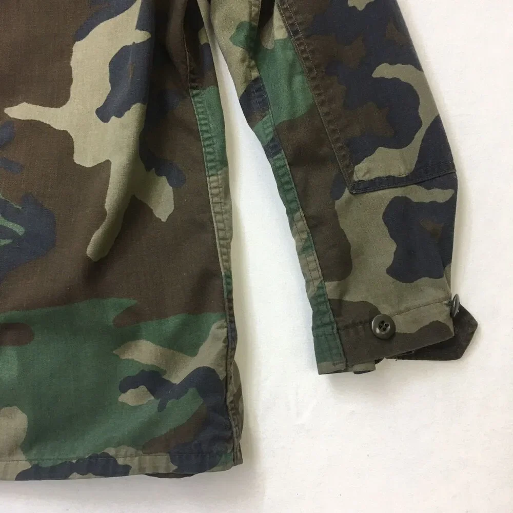 Vintage 90s US ARMY Jacket Men's L Woodland Camo ACU UCP SFC E7 Military Intel